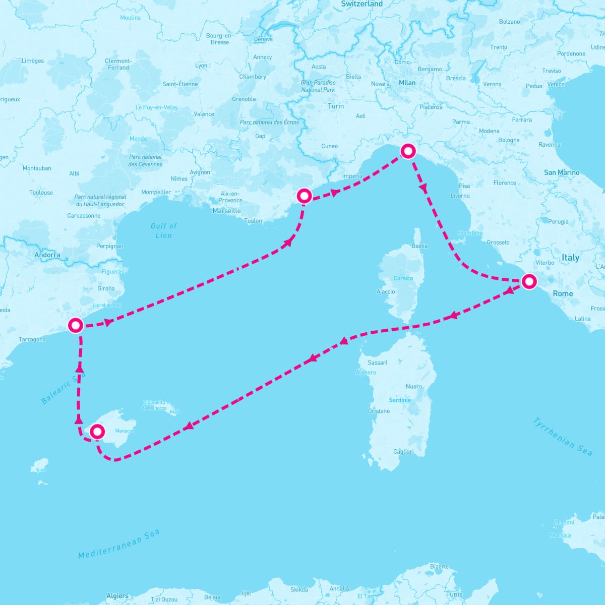 MSC Seaview itinerary map for October 16, 2024 (6 nights)