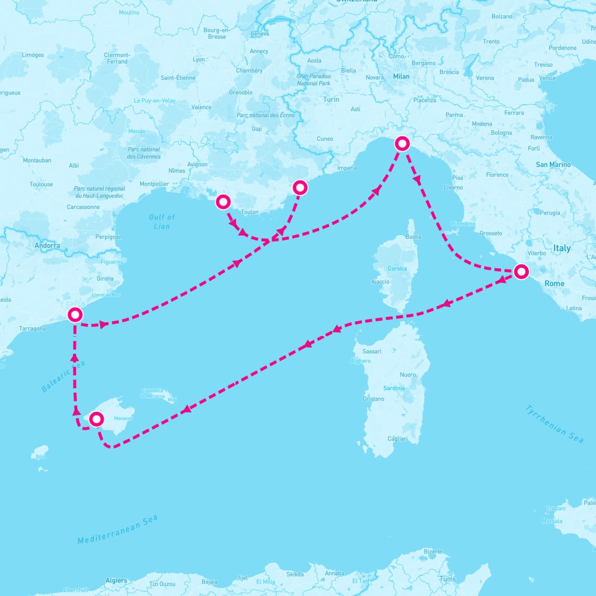 MSC Seaview itinerary map for May 5, 2025 (6 nights)