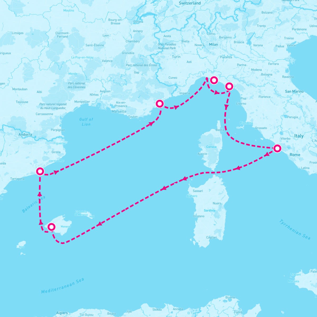 MSC Seaview itinerary map for June 18, 2025 (7 nights)