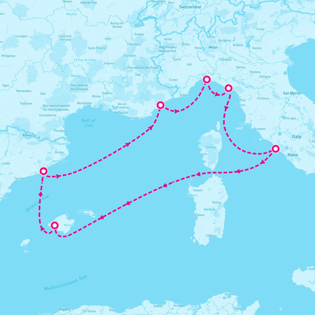 MSC Seaview itinerary map for August 11, 2025 (7 nights)