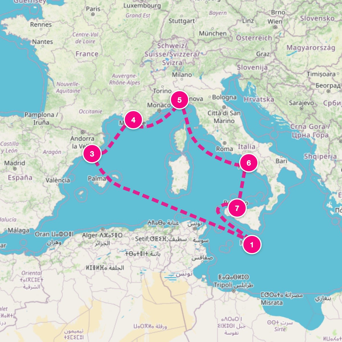 MSC Seaview itinerary map for April 9, 2027 (7 nights)
