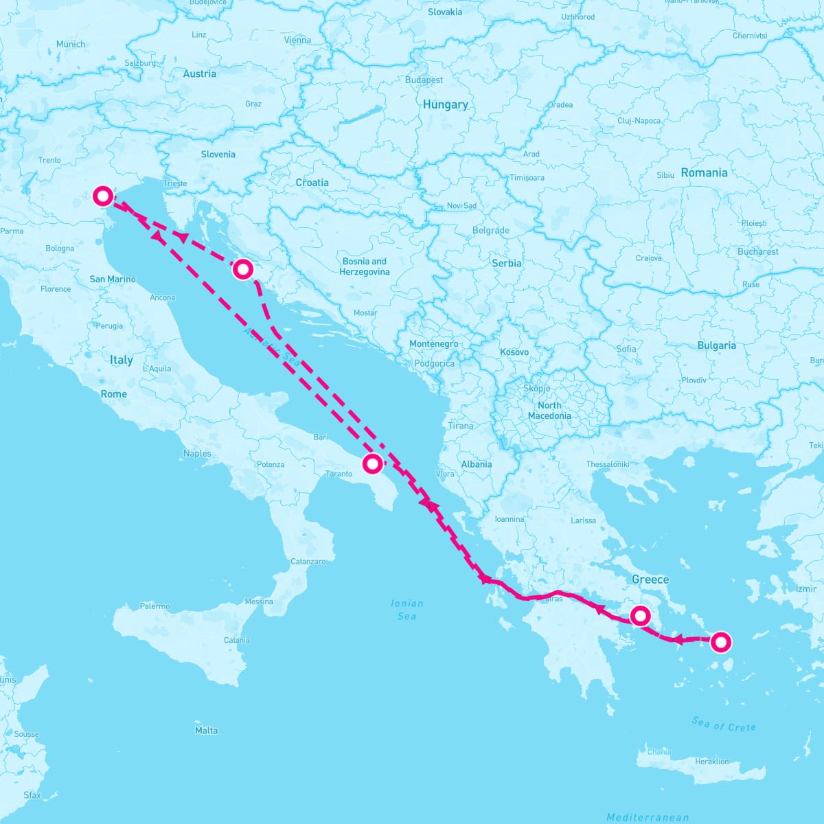 MSC Sinfonia itinerary map for May 12, 2024 (7 nights)