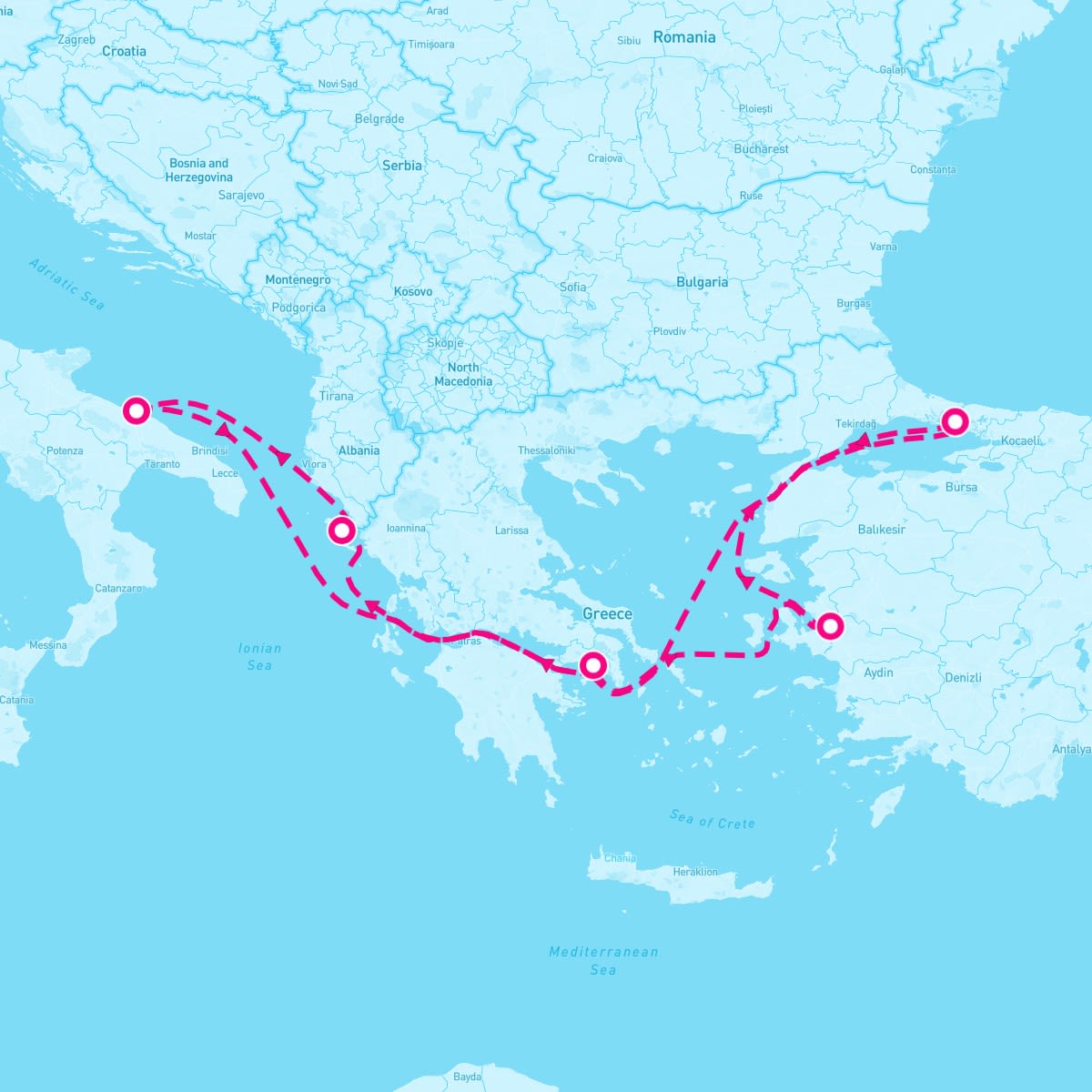 MSC Sinfonia itinerary map for November 17, 2025 (7 nights)