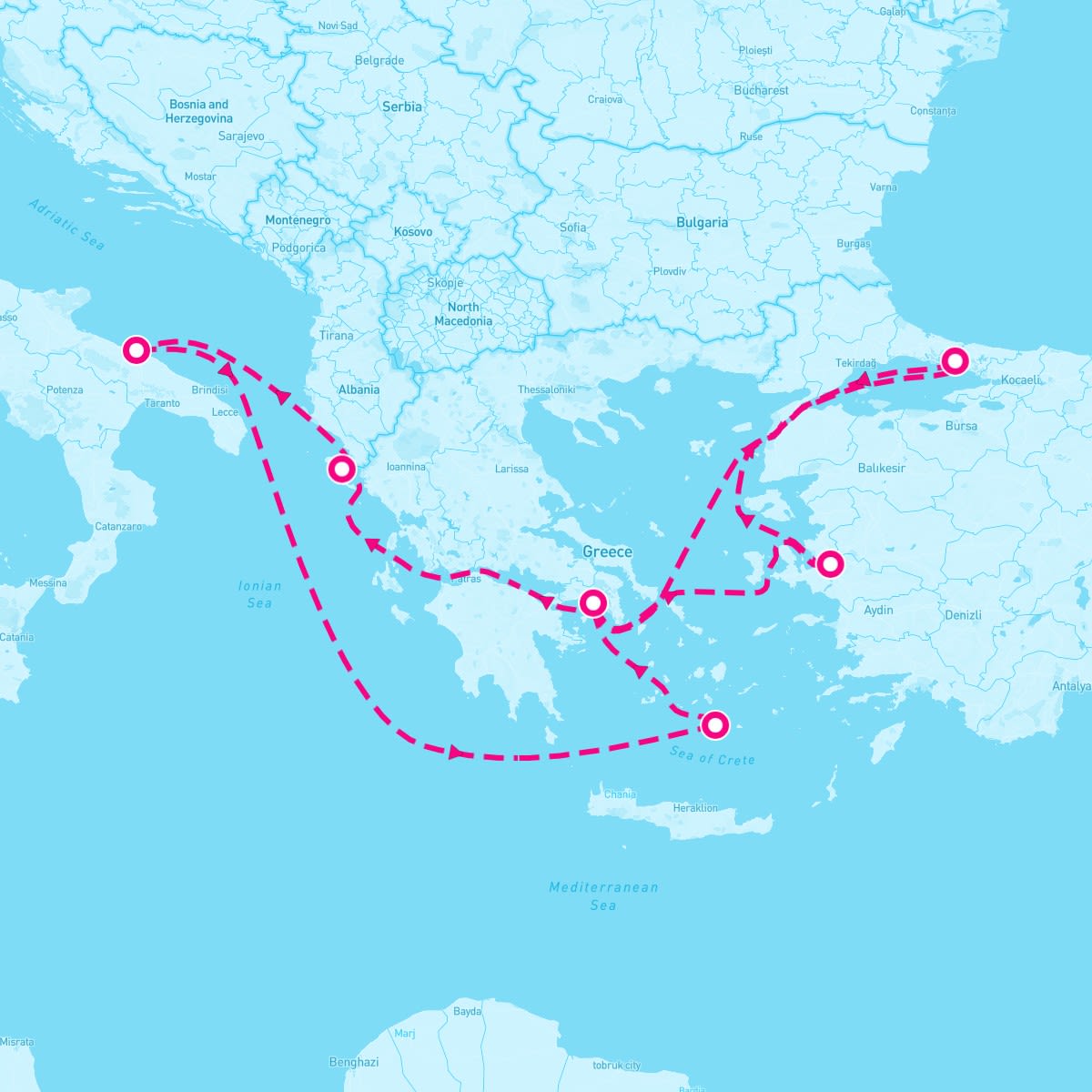 MSC Sinfonia itinerary map for May 4, 2026