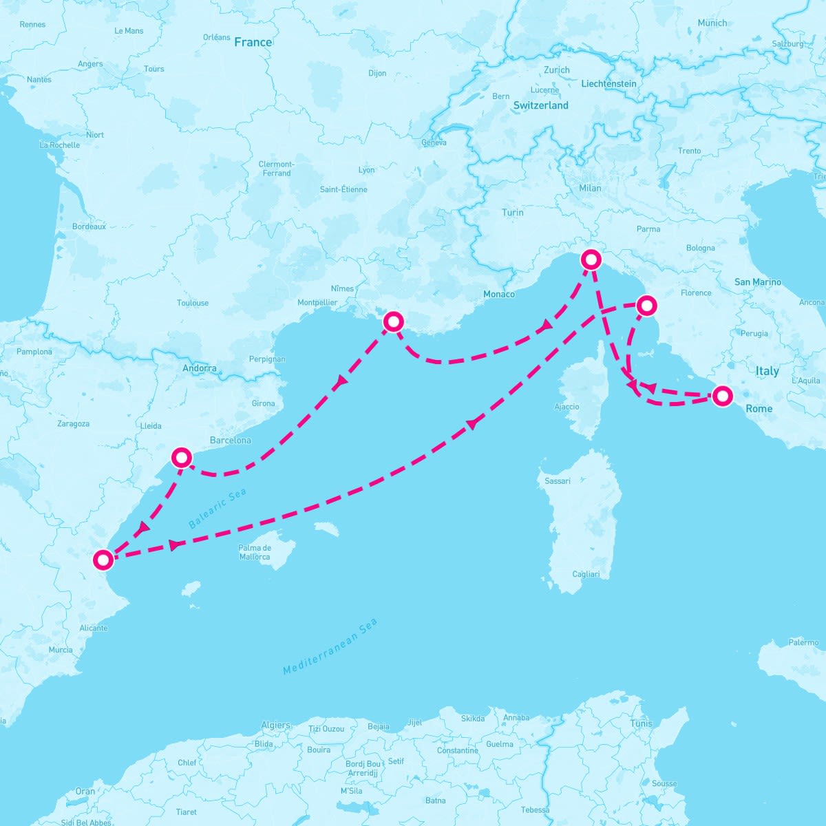 MSC Splendida itinerary map for September 25, 2025