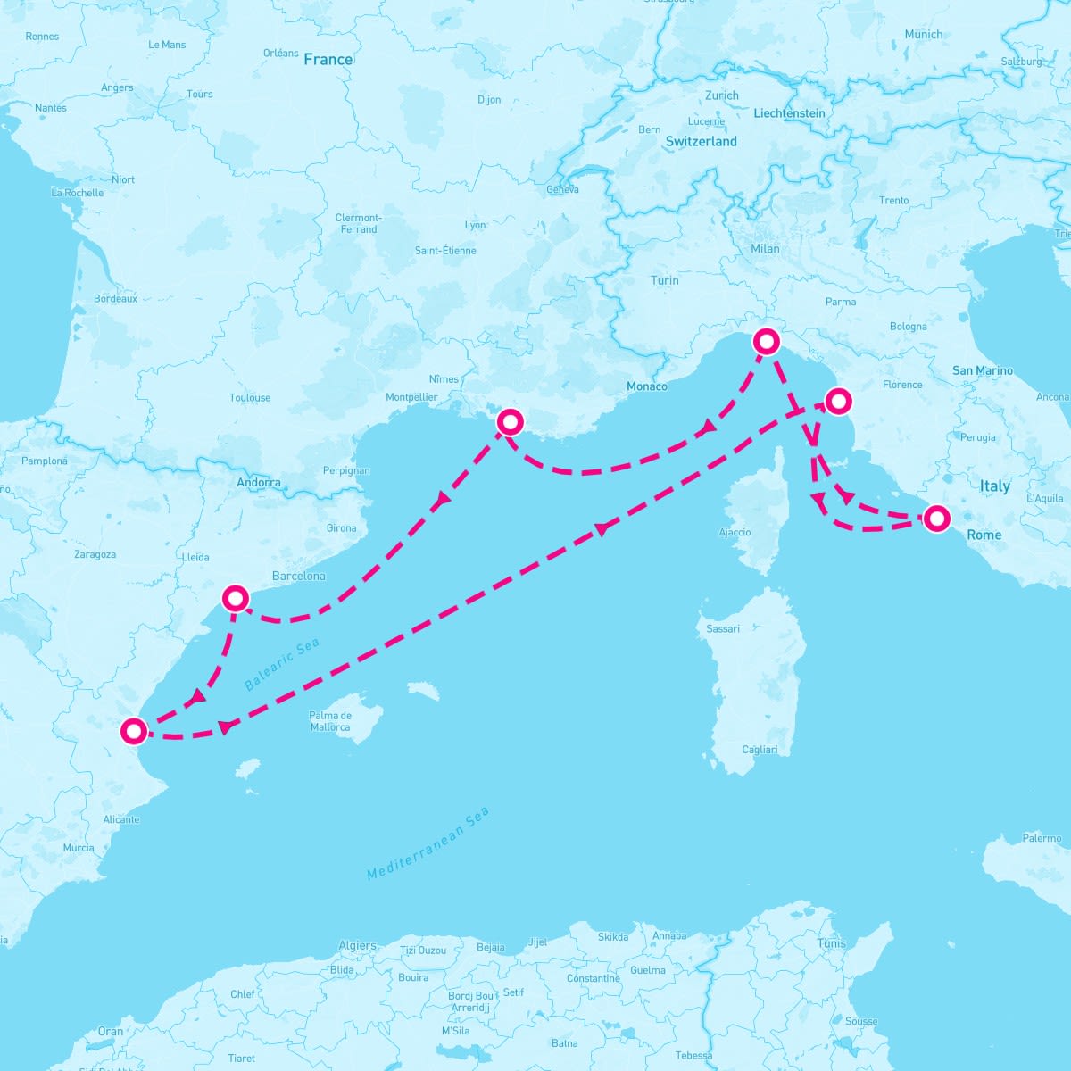 MSC Splendida itinerary map for October 4, 2025 (7 nights)