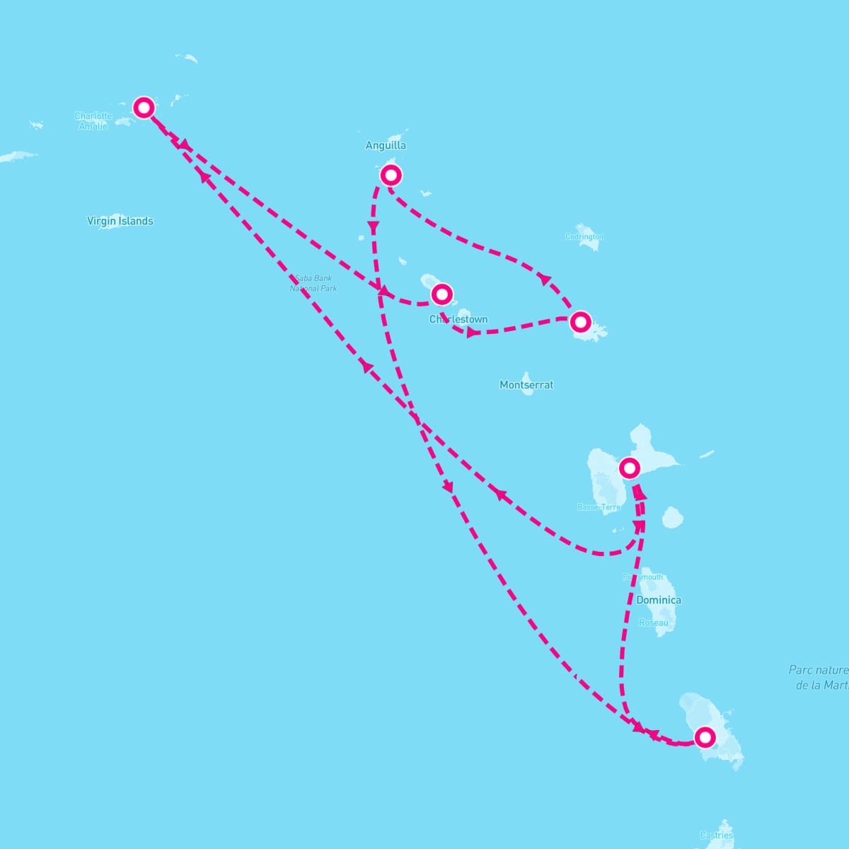 MSC Virtuosa itinerary map for December 28, 2024 (7 nights)