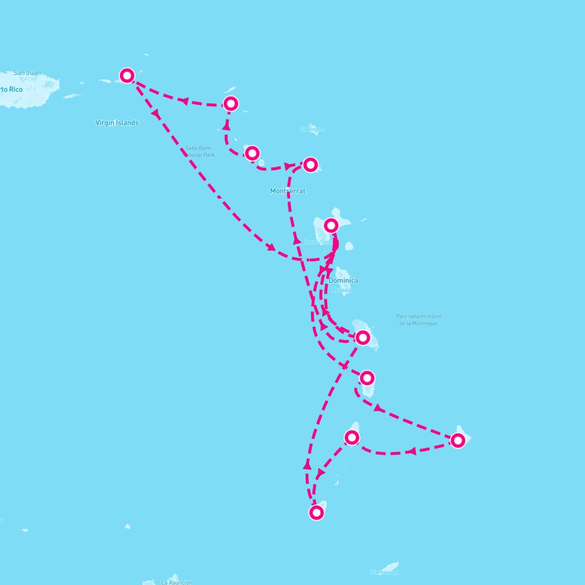 MSC Virtuosa itinerary map for February 15, 2025
