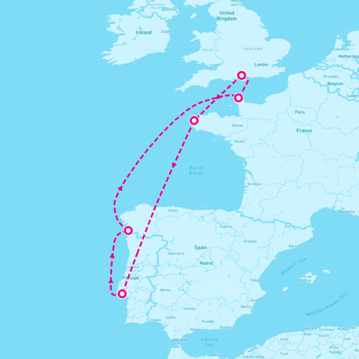 MSC Virtuosa itinerary map for June 28, 2025 (7 nights)