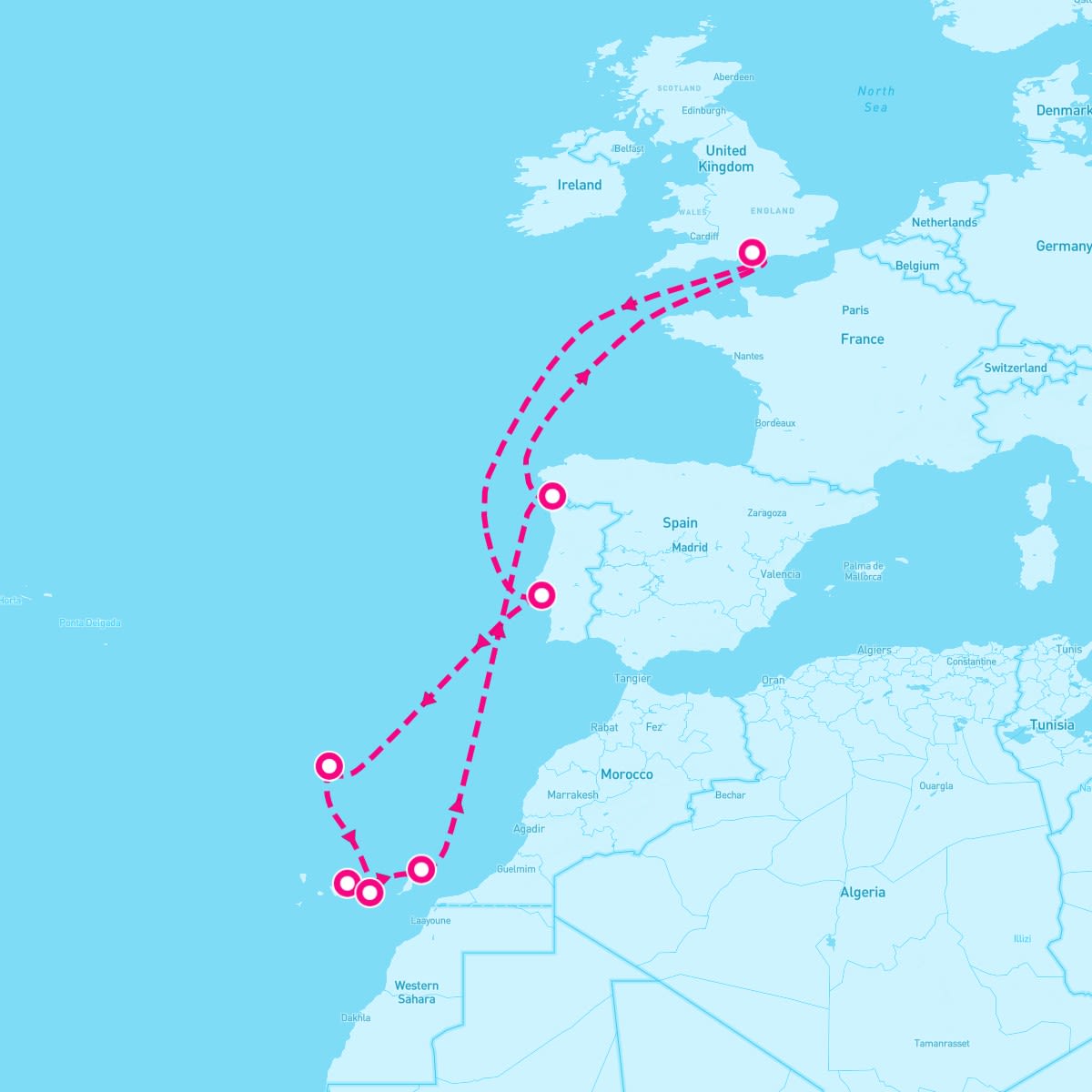 MSC Virtuosa itinerary map for August 9, 2025