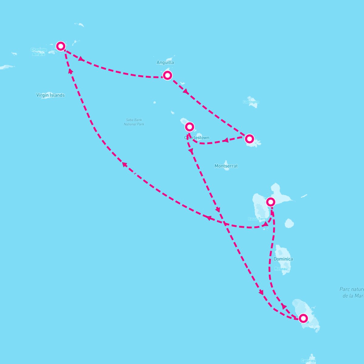 MSC Virtuosa itinerary map for December 14, 2025 (7 nights)