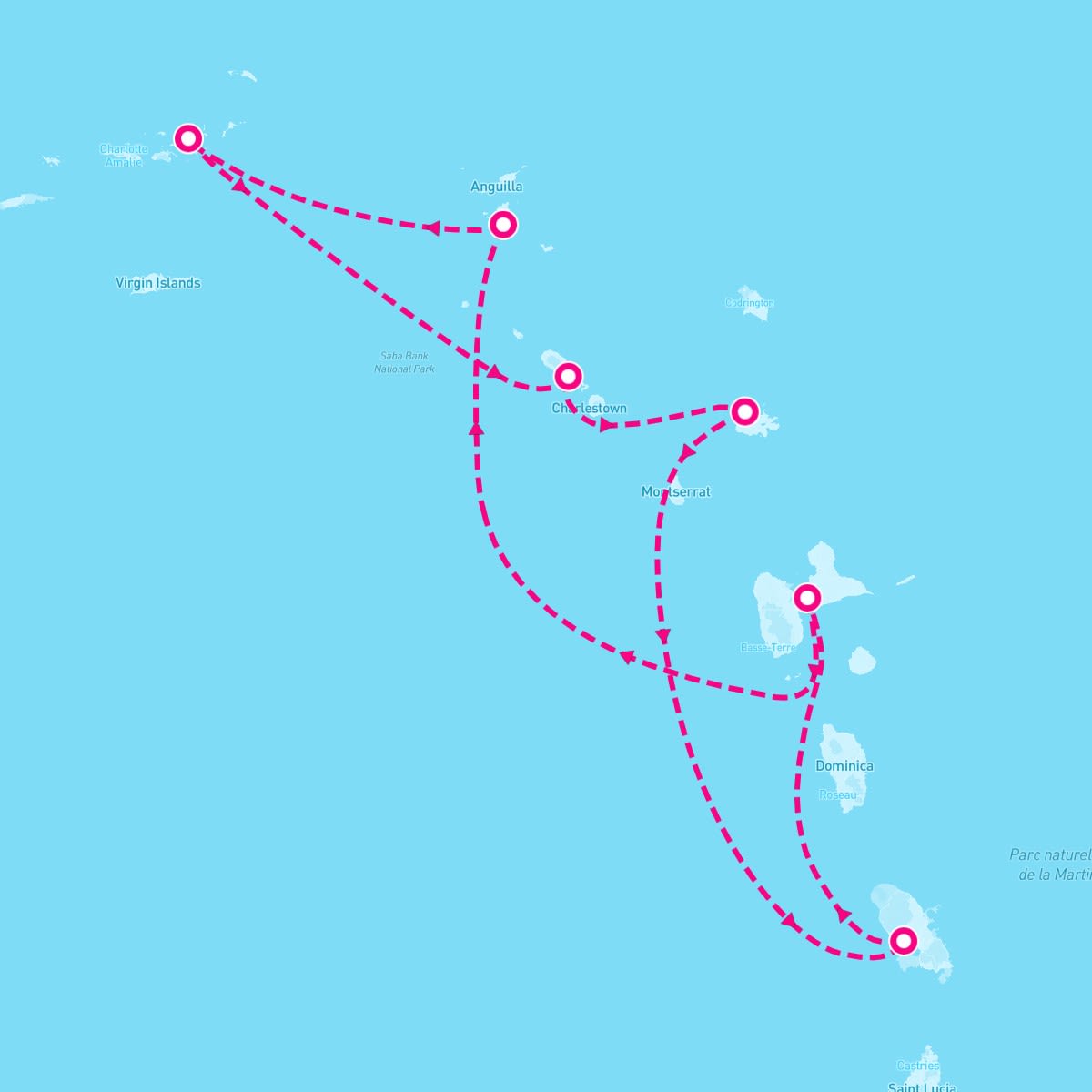MSC Virtuosa itinerary map for February 8, 2026