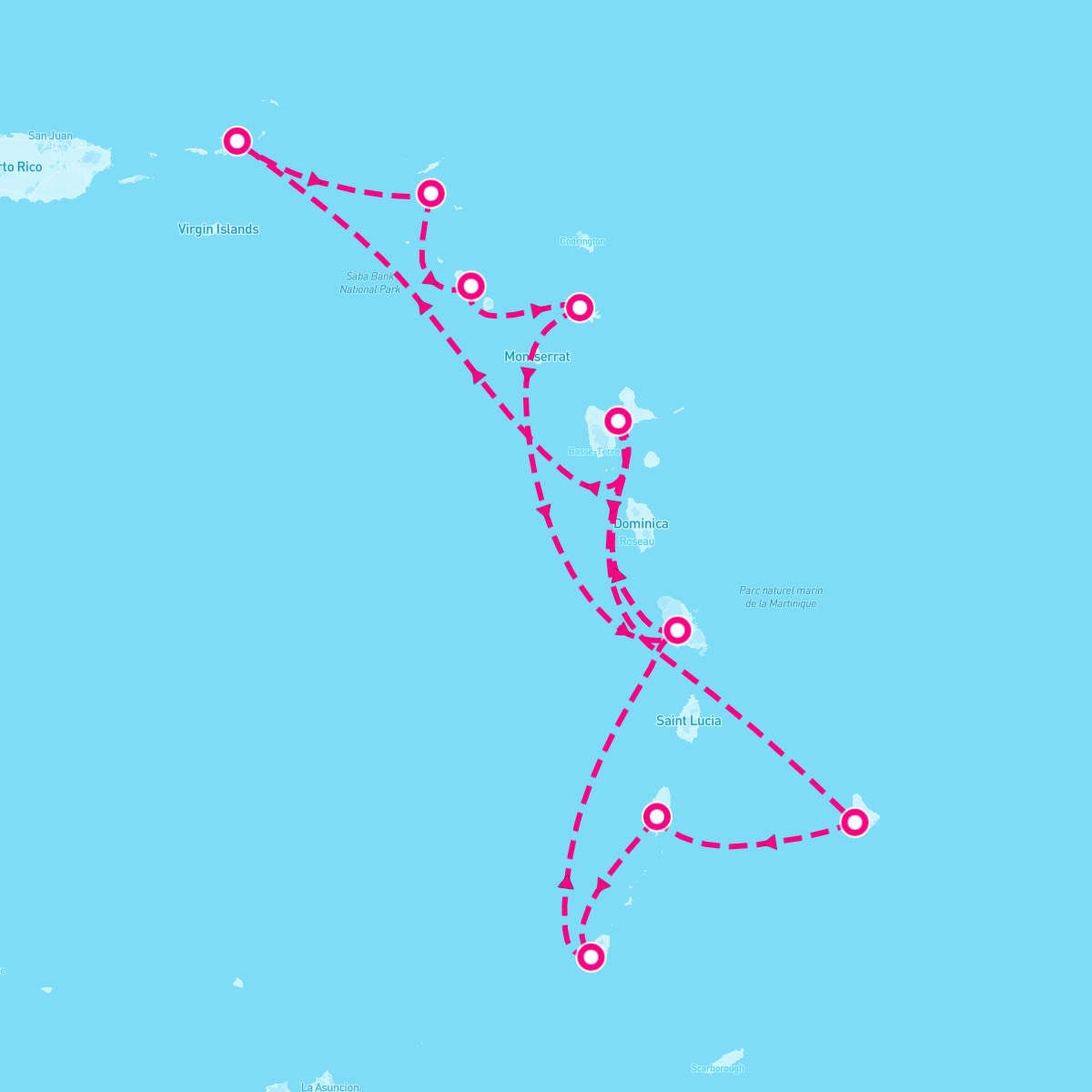 MSC Virtuosa itinerary map for February 17, 2026 (14 nights)