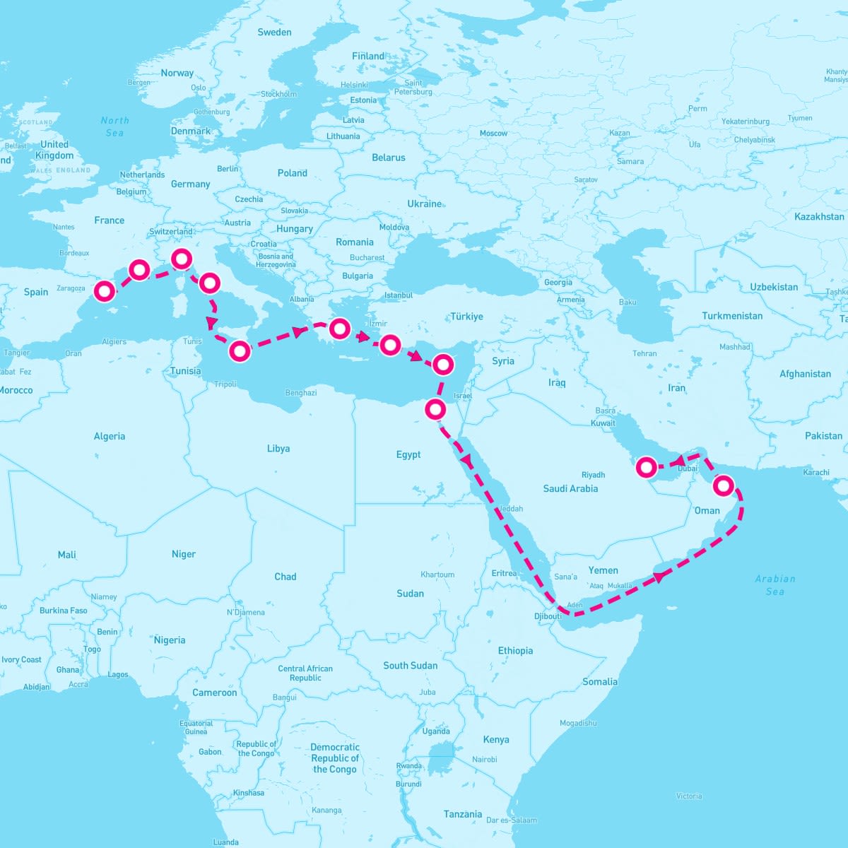 MSC World Europa itinerary map for November 6, 2026