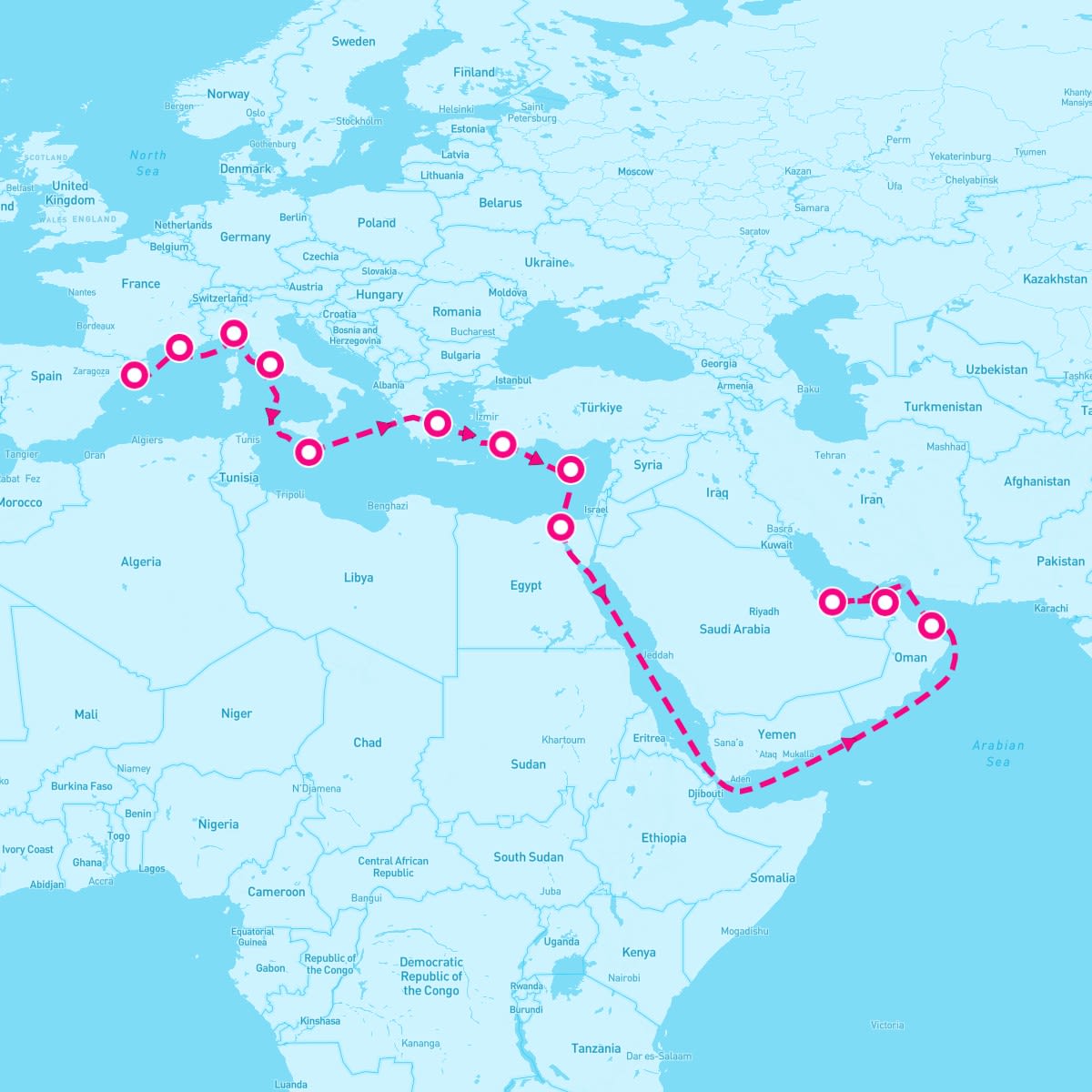 MSC World Europa itinerary map for November 6, 2026
