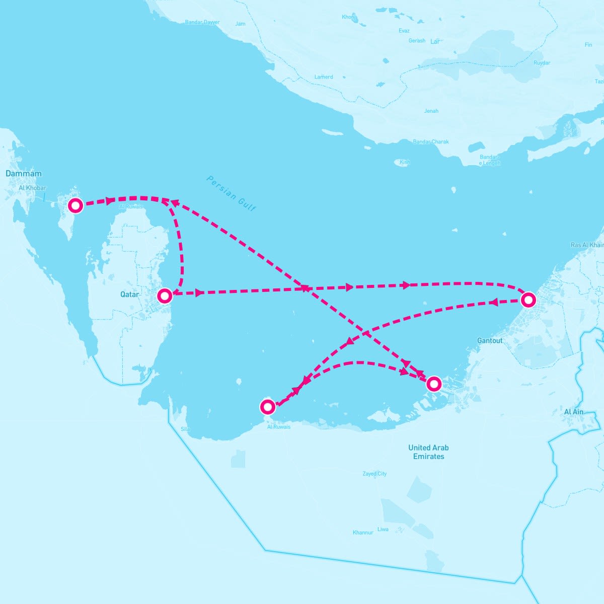MSC World Europa itinerary map for February 22, 2027