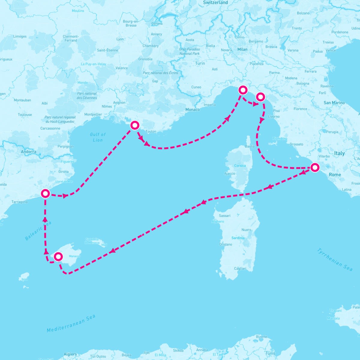 MSC World Europa itinerary map for April 28, 2027 (7 nights)
