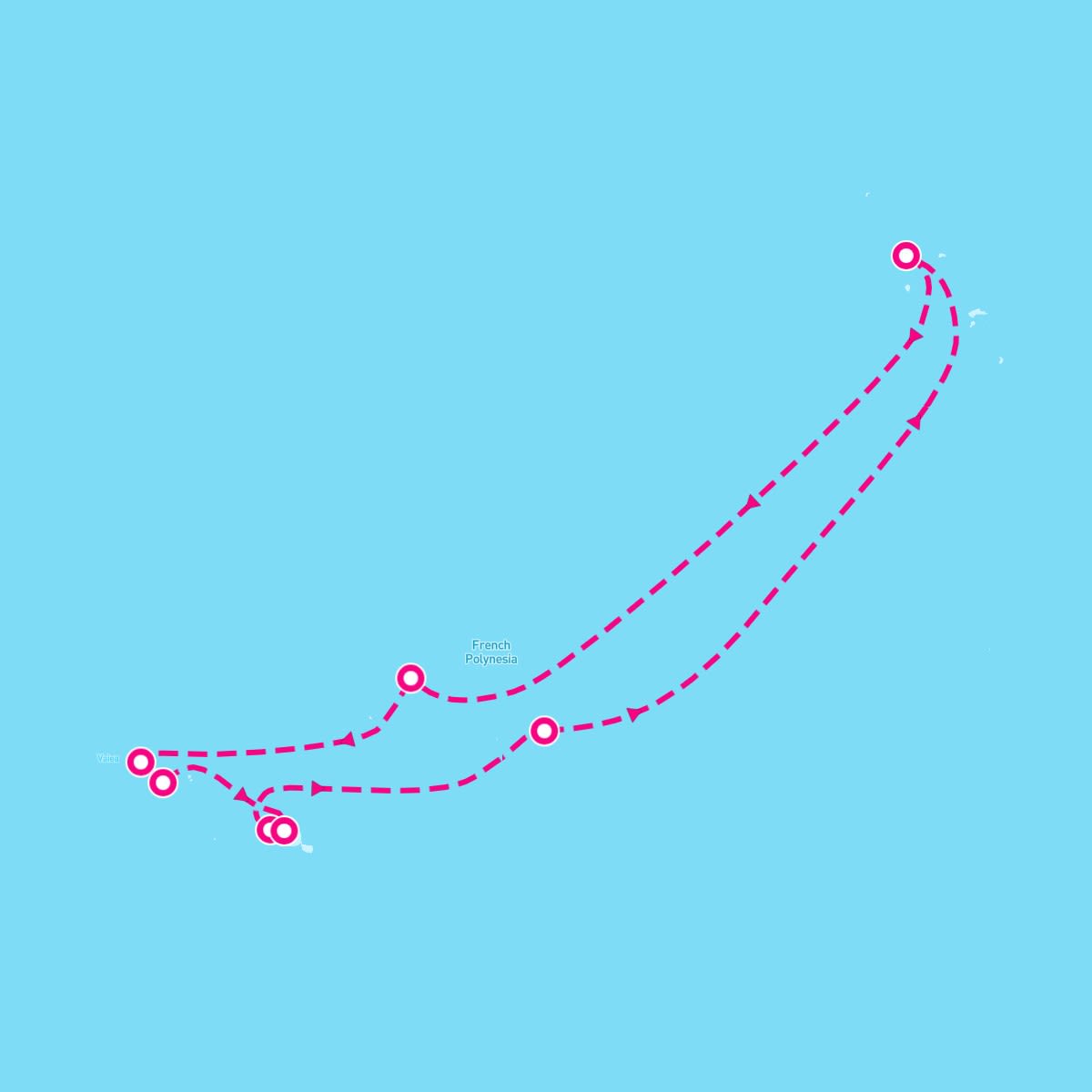 Nautica itinerary map for February 5, 2025 (10 nights)