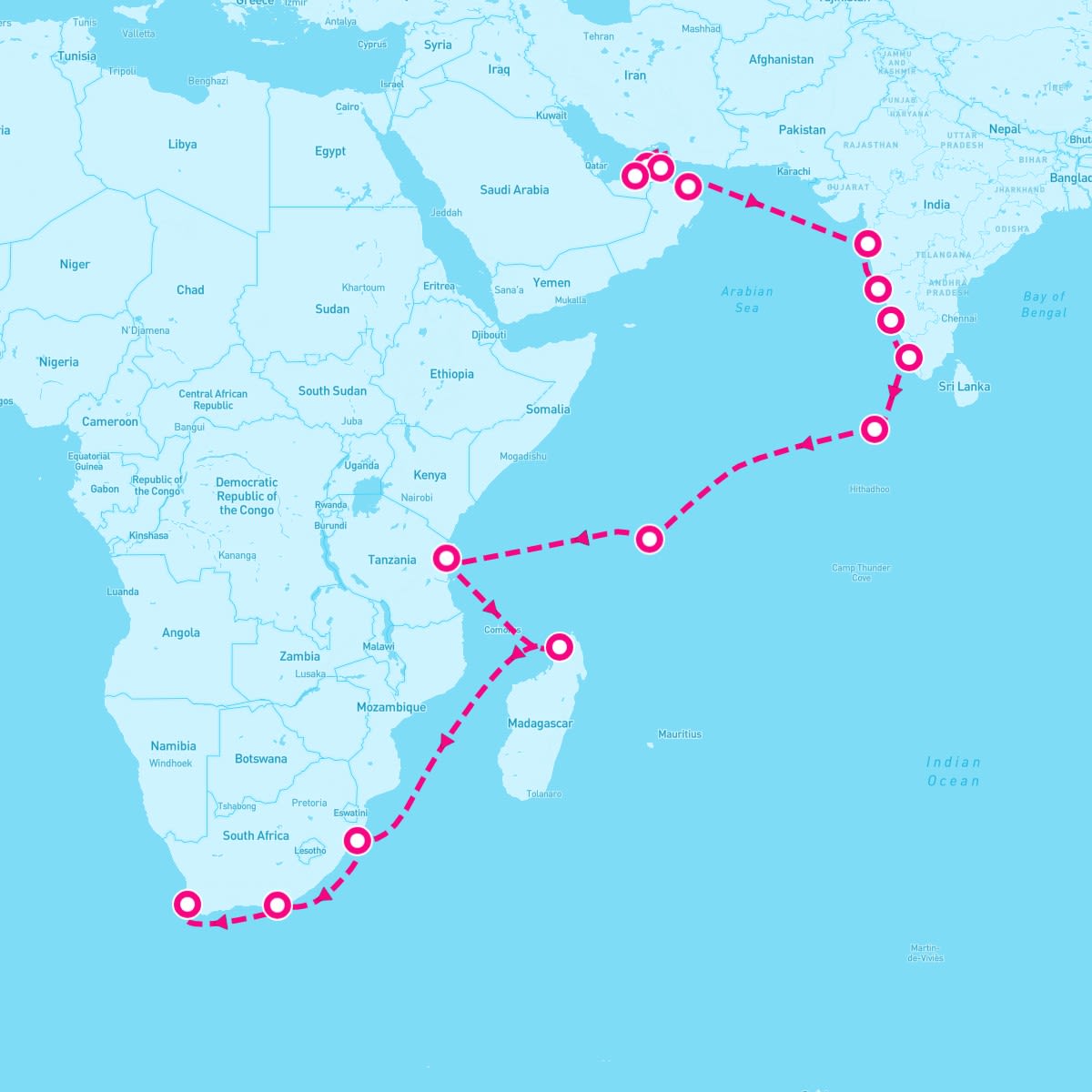 Nautica itinerary map for December 20, 2025