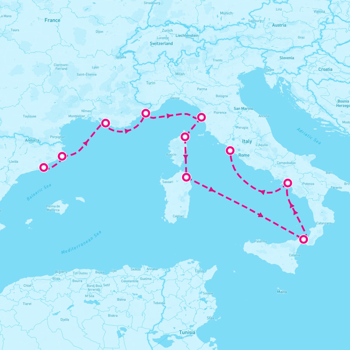 10 Night Croissants & Cannoli (Barcelona To Rome)