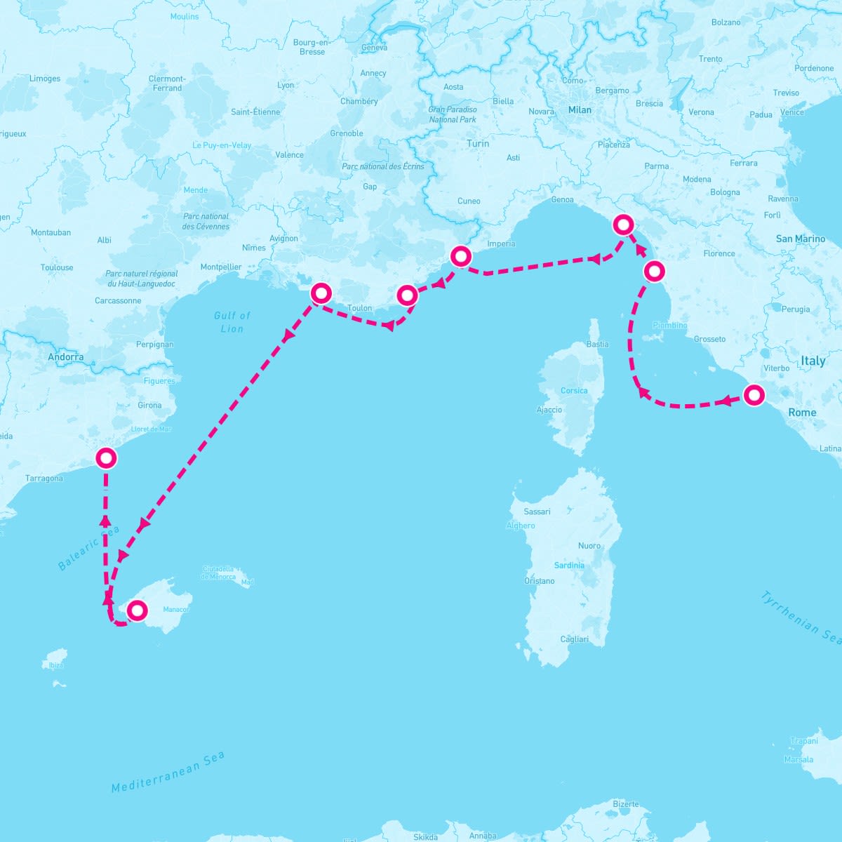 7 Night Coastal Kaleidoscope (Rome To Barcelona)