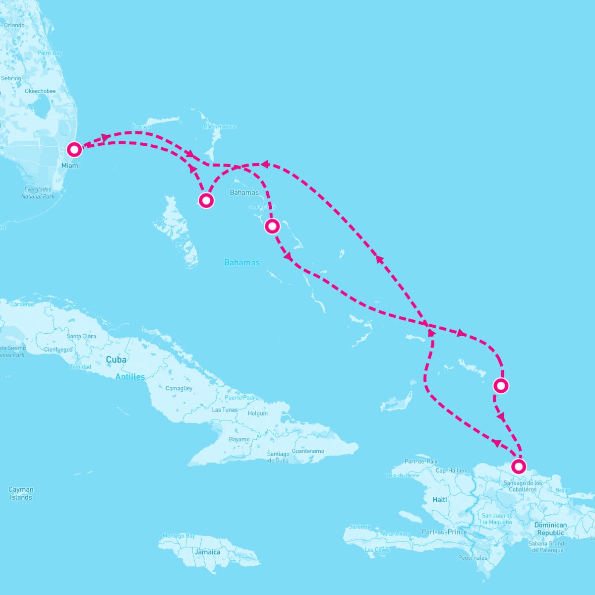 MS Nieuw Amsterdam itinerary map for February 10, 2024 (7 nights)