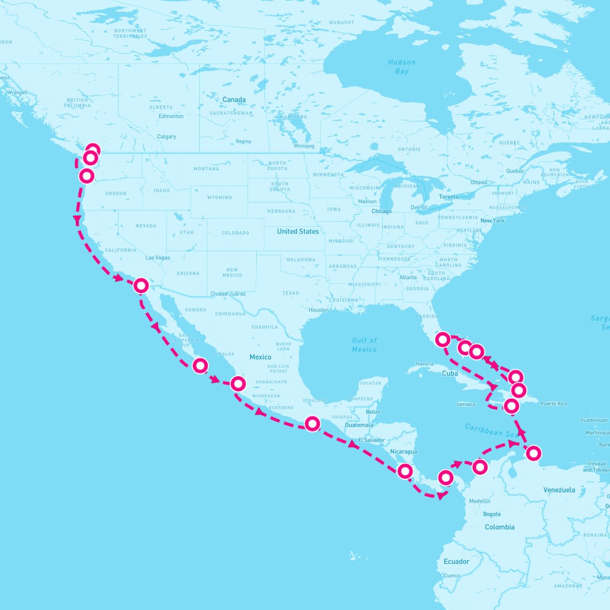 MS Nieuw Amsterdam itinerary map for March 30, 2024 (29 nights)