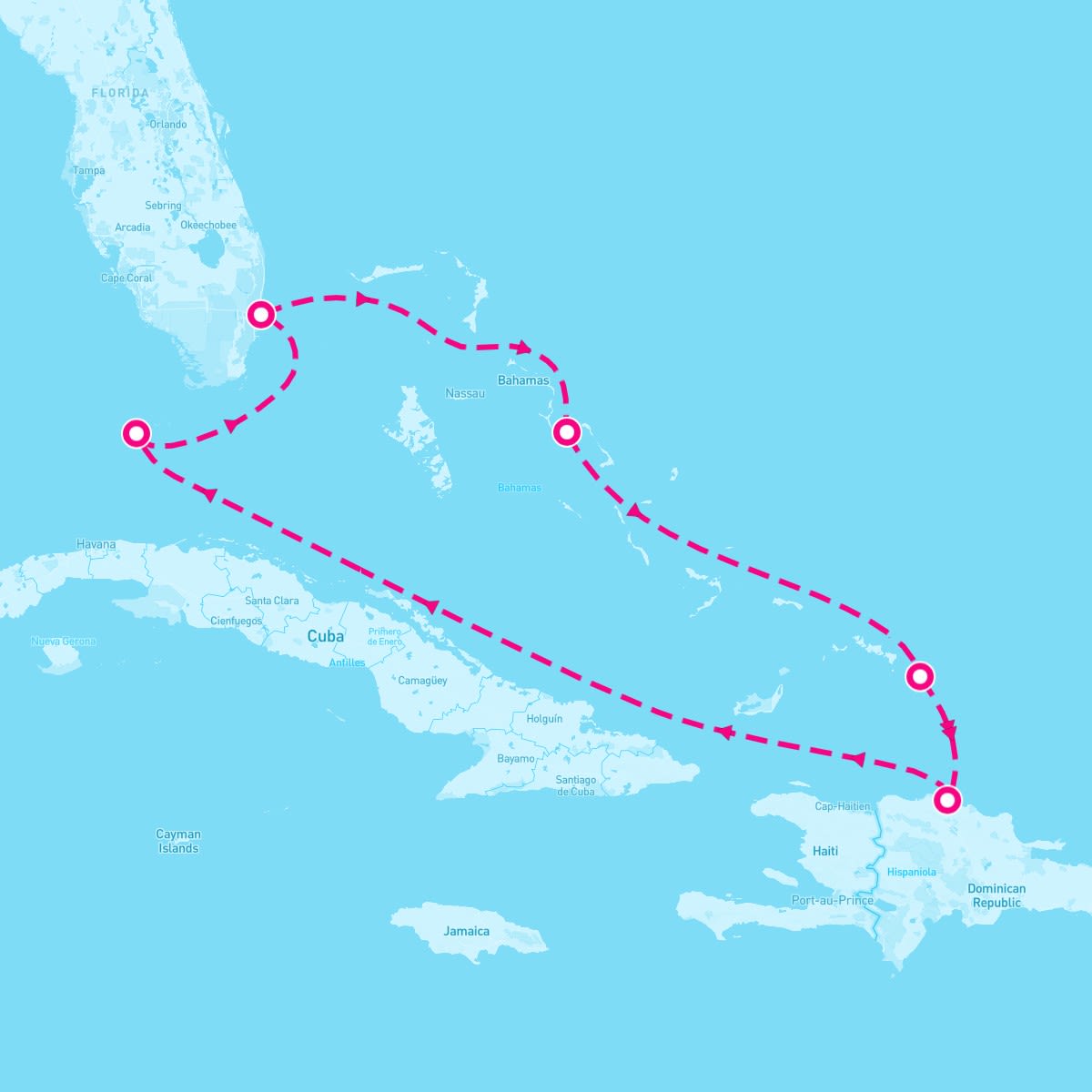 MS Nieuw Amsterdam itinerary map for November 3, 2024 (7 nights)
