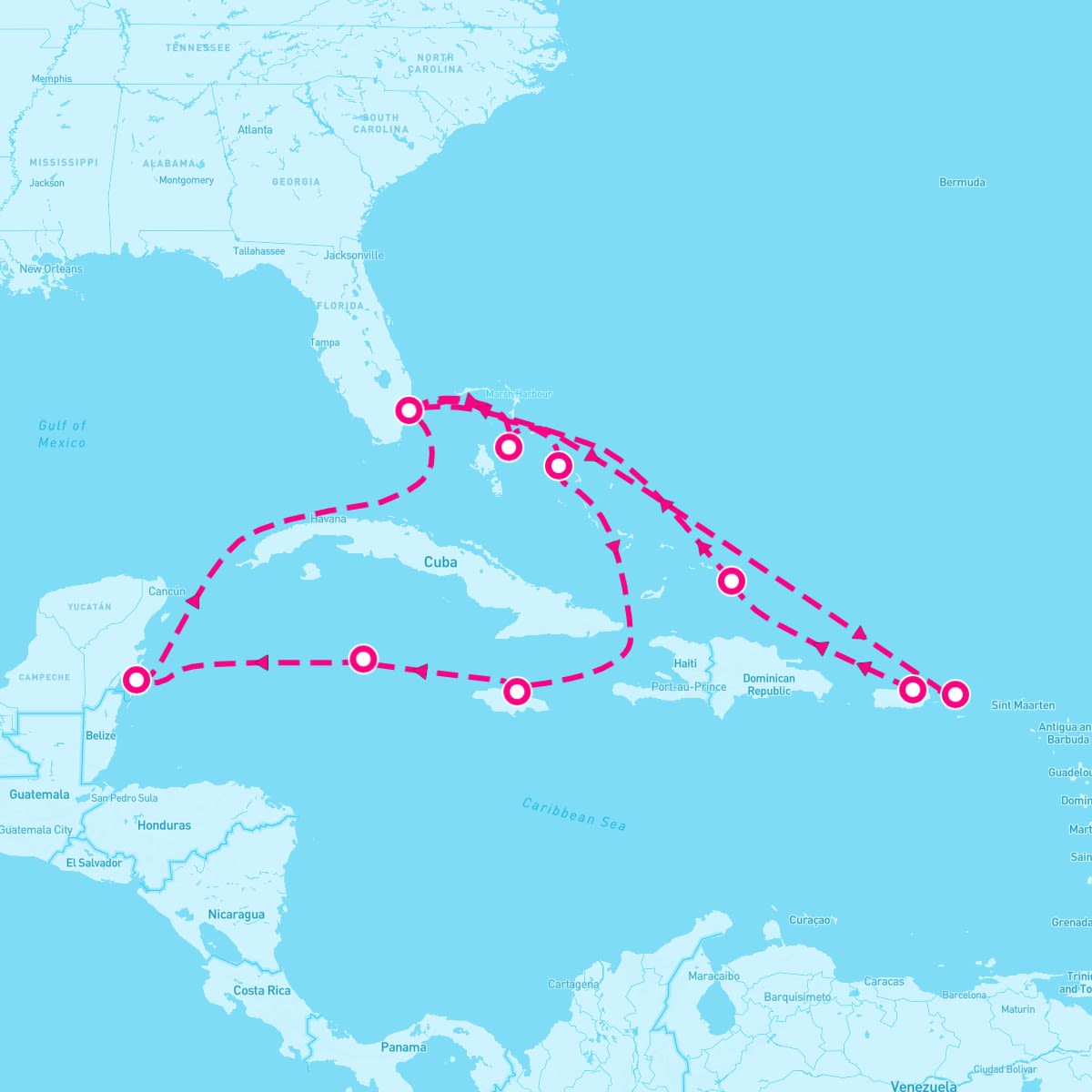 MS Nieuw Amsterdam itinerary map for November 10, 2024 (14 nights)