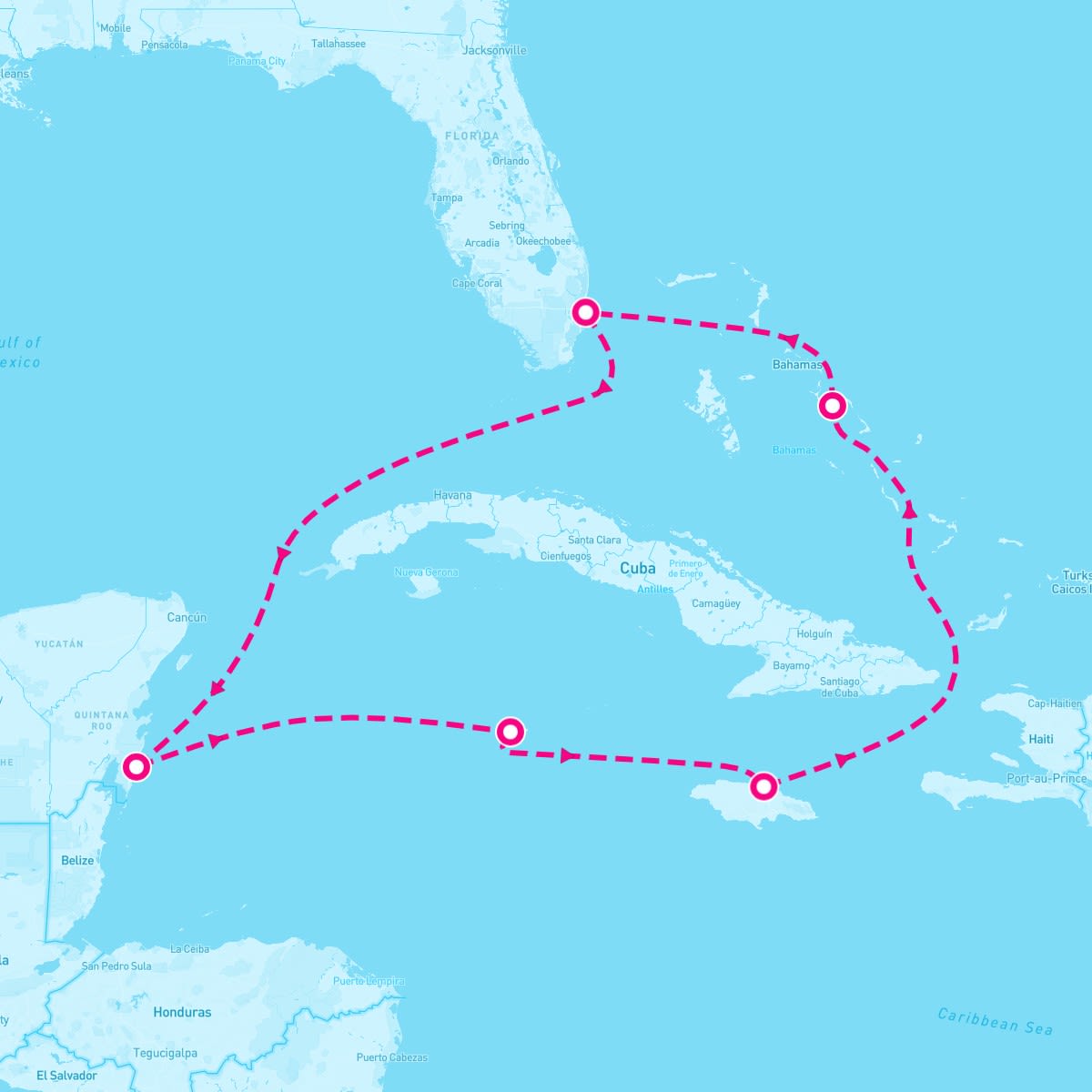 MS Nieuw Amsterdam itinerary map for November 17, 2024 (7 nights)