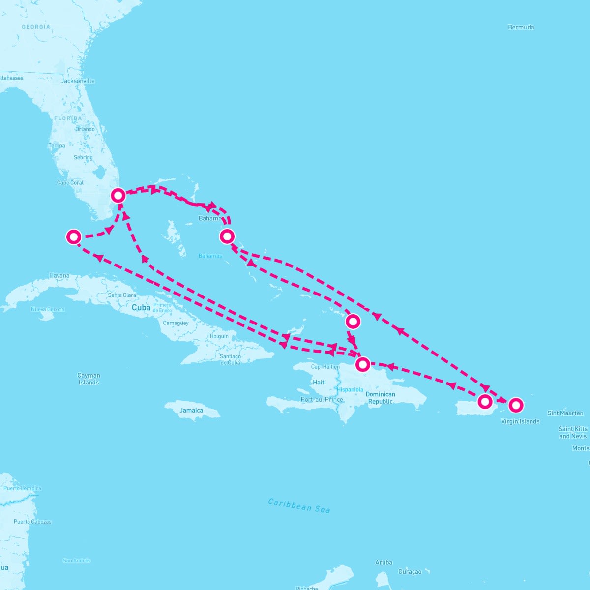 MS Nieuw Amsterdam itinerary map for November 24, 2024 (14 nights)