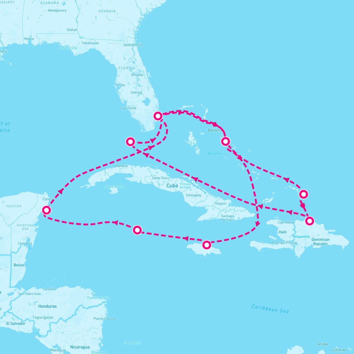 MS Nieuw Amsterdam itinerary map for March 23, 2025 (14 nights)