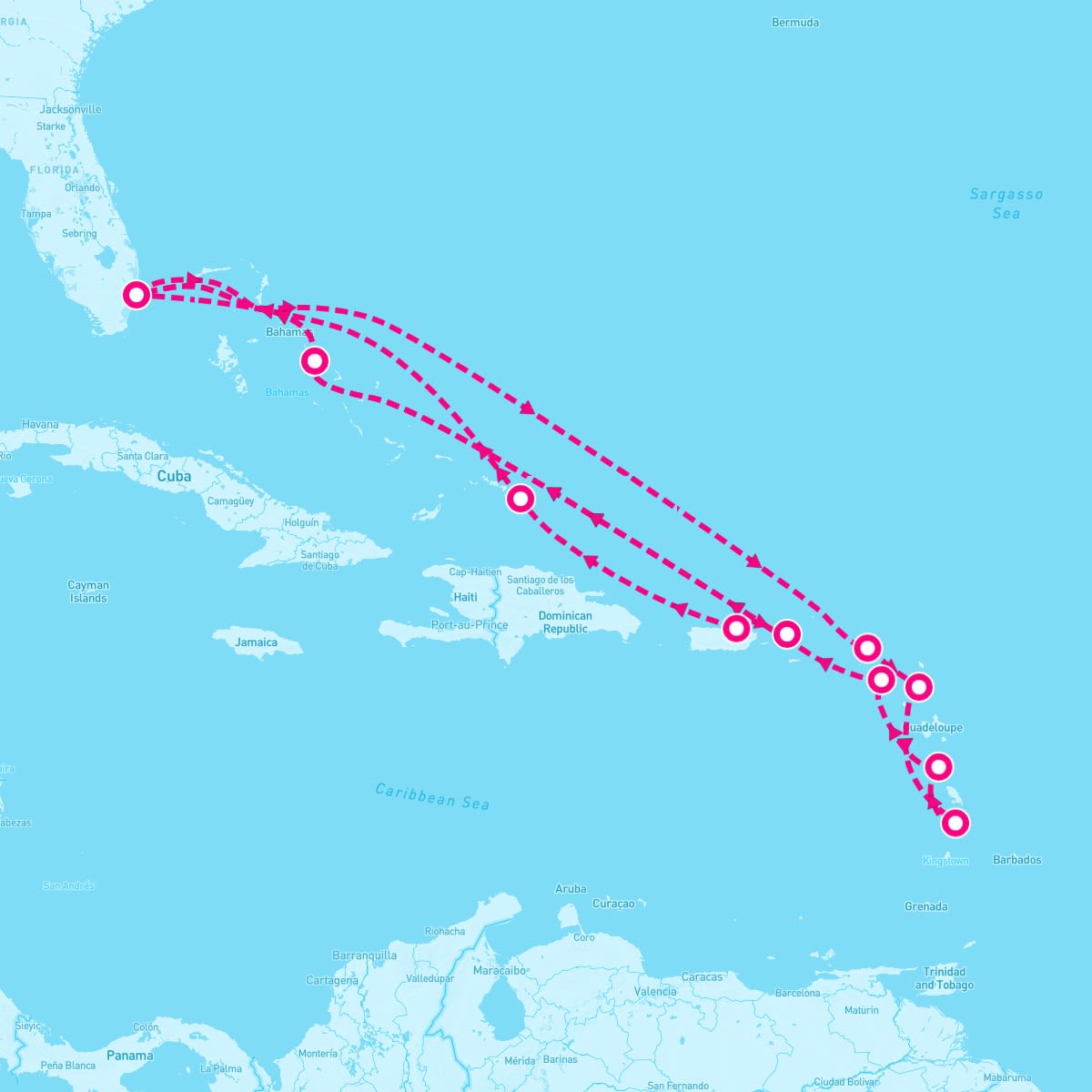 MS Nieuw Statendam itinerary map for December 27, 2023 (18 nights)
