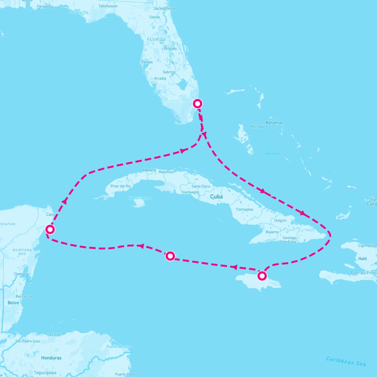 MS Nieuw Statendam itinerary map for March 3, 2024 (7 nights)