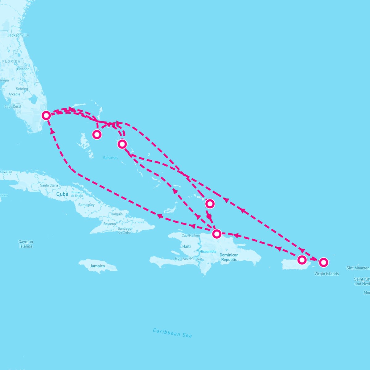 MS Nieuw Statendam itinerary map for March 24, 2024 (14 nights)