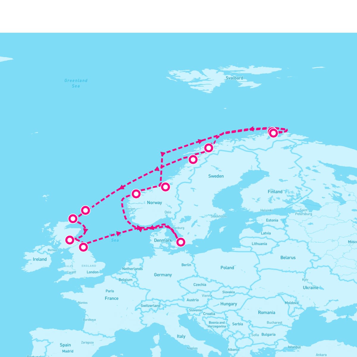 MS Nieuw Statendam itinerary map for May 18, 2024 (14 nights)