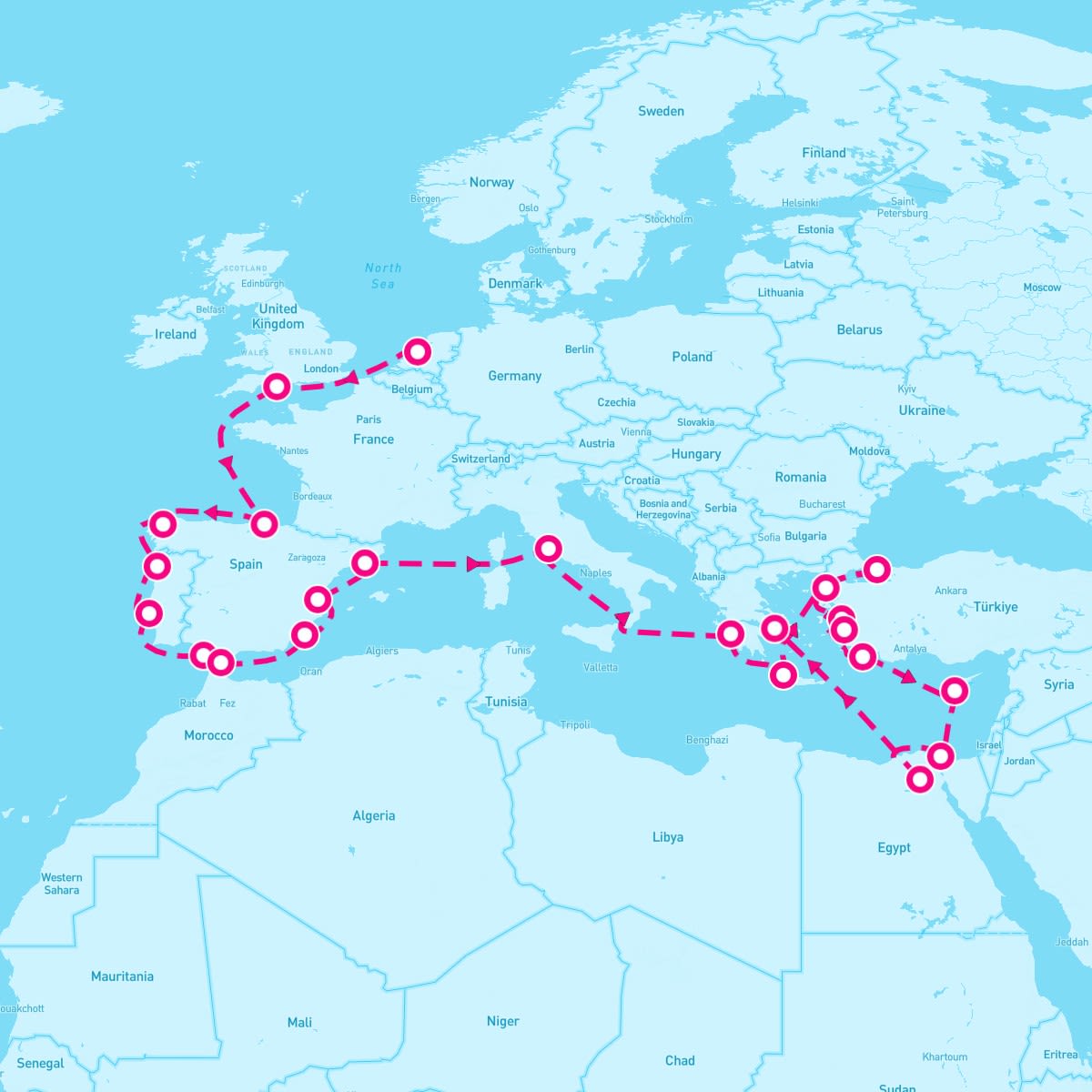 MS Nieuw Statendam itinerary map for September 7, 2024
