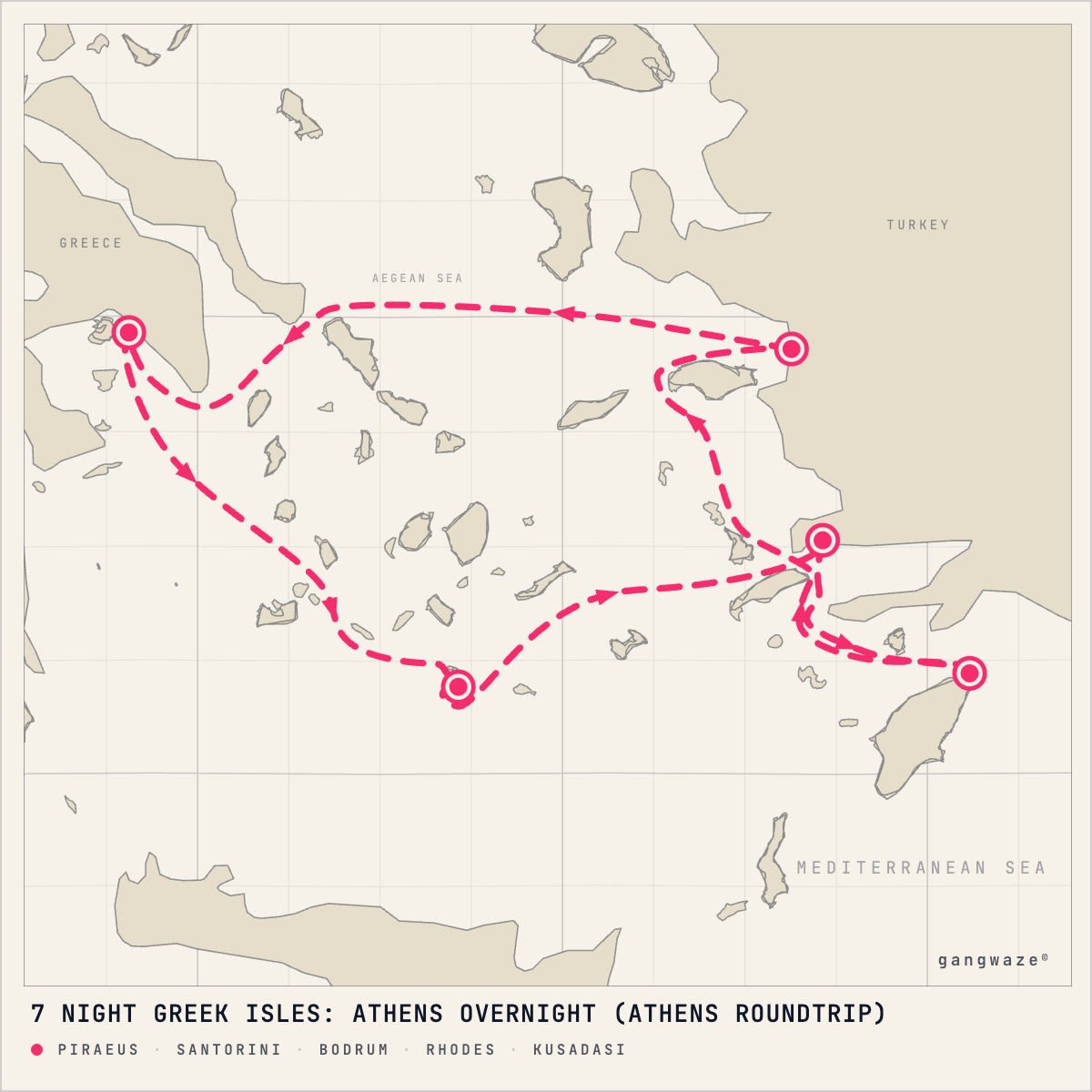 MS Nieuw Statendam March 4, 2028 itinerary map: round trip from Piraeus, calling at Piraeus, Santorini, Bodrum, Rhodes, Kusadasi
