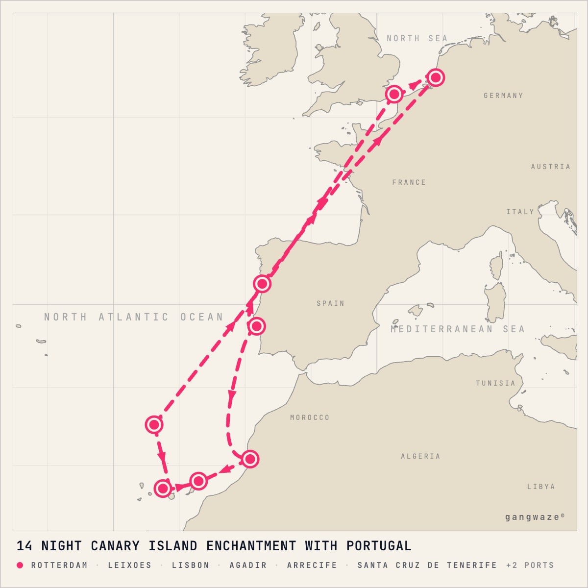 MS Nieuw Statendam itinerary map for September 30, 2028 (14 nights)