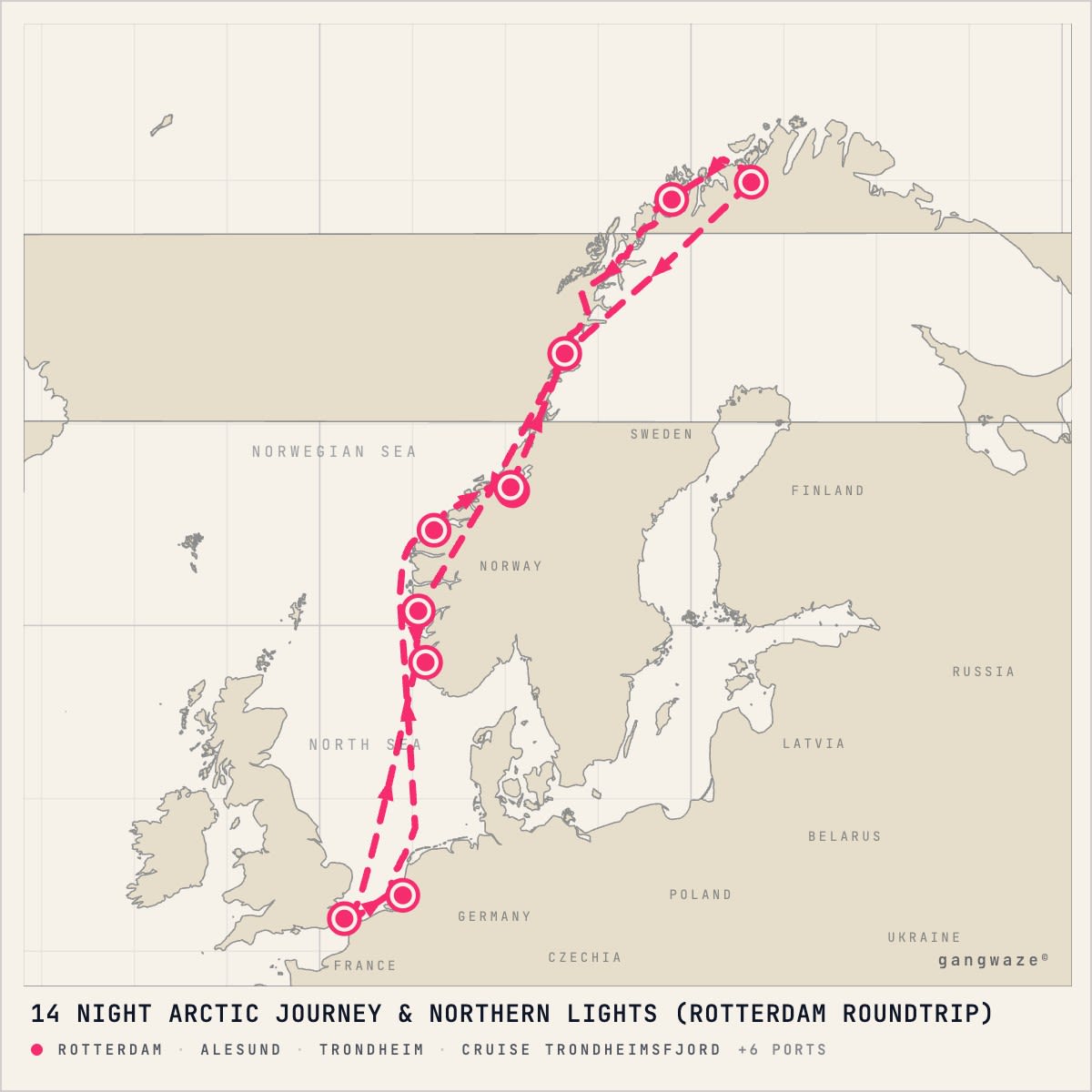 MS Nieuw Statendam itinerary map for November 11, 2028 (14 nights)