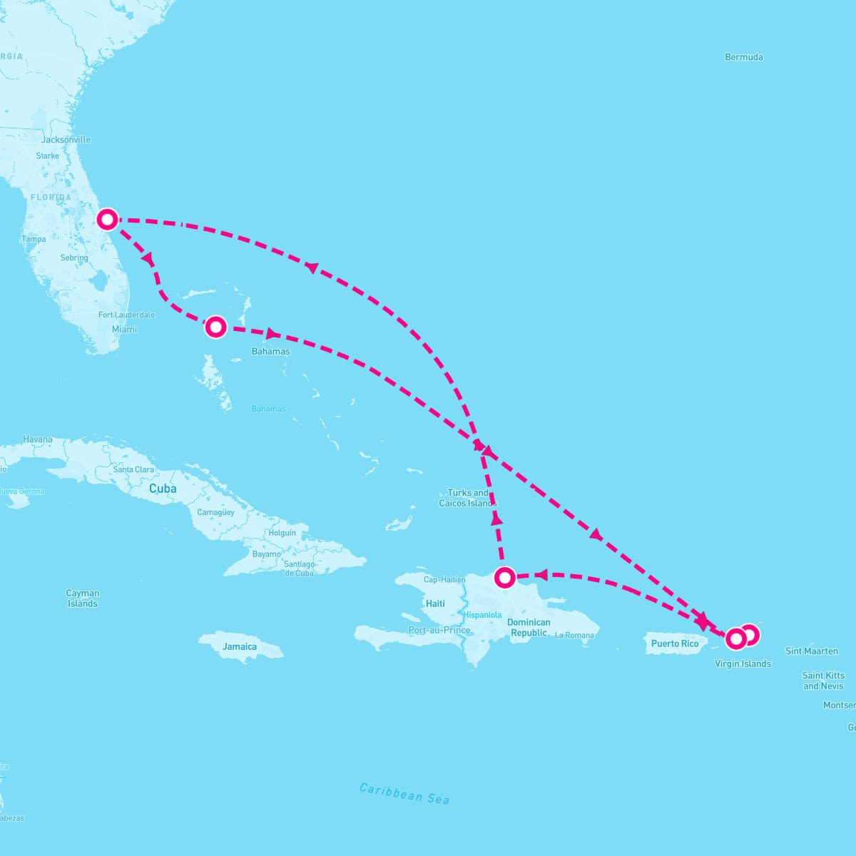 Norwegian Aqua itinerary map for April 26, 2025 (7 nights)