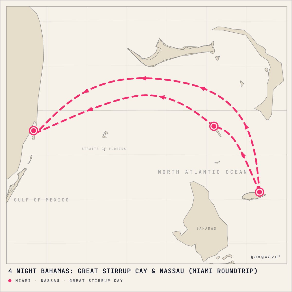 Norwegian Aqua itinerary map for April 24, 2028 (4 nights)