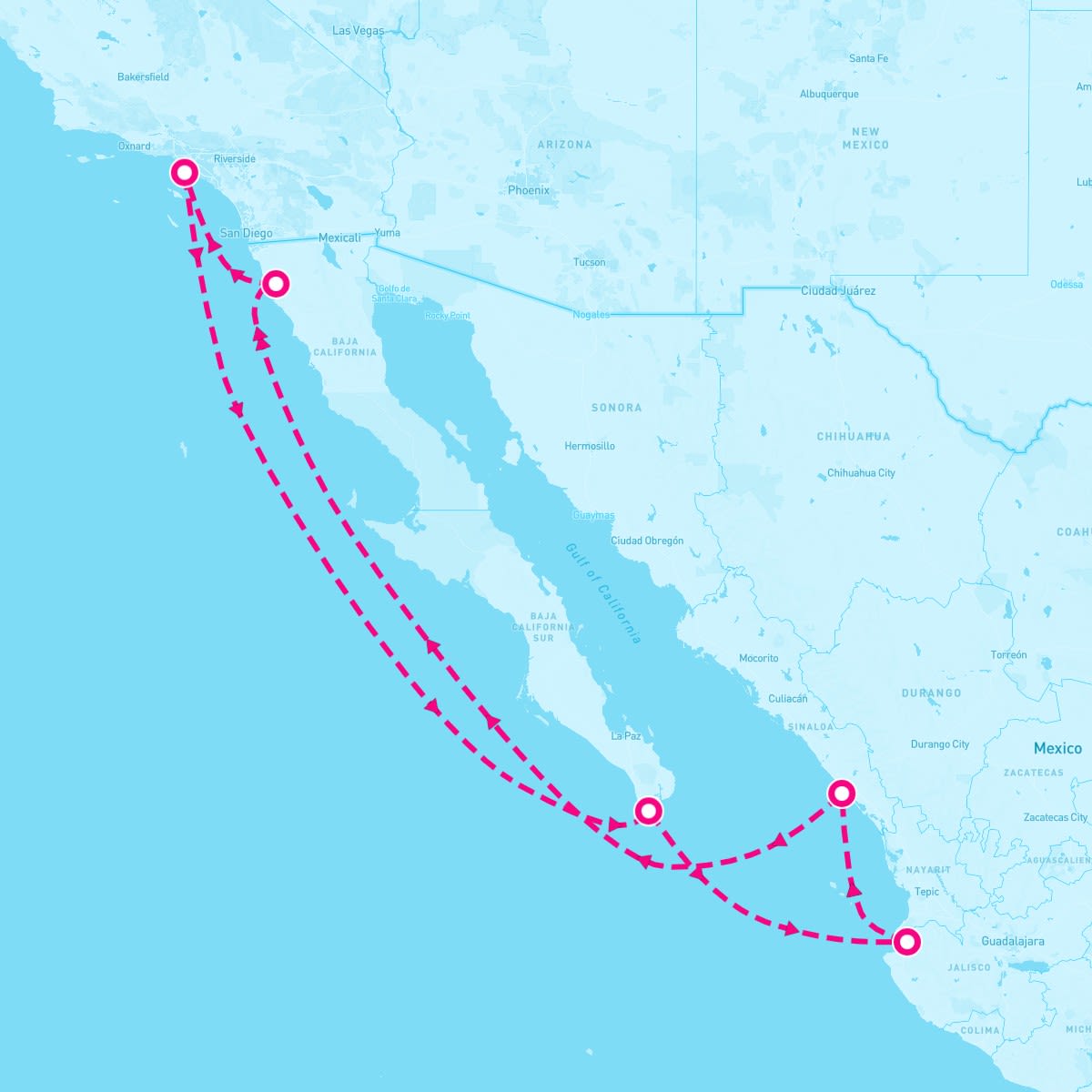 Norwegian Bliss itinerary map for December 24, 2023 (7 nights)