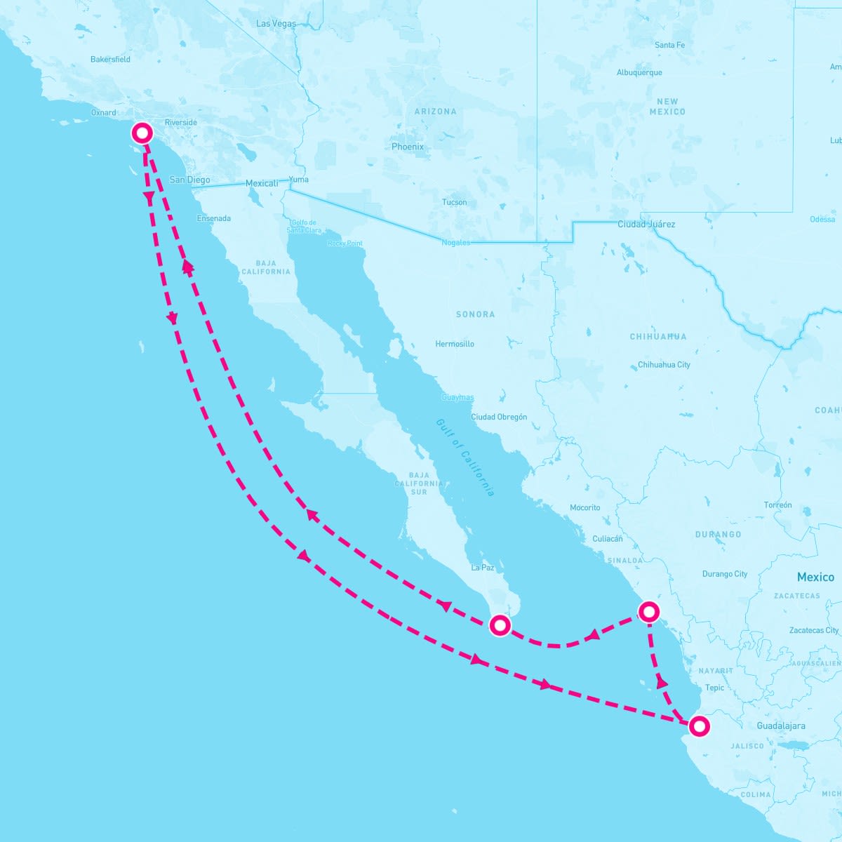 Norwegian Bliss itinerary map for February 18, 2024 (7 nights)