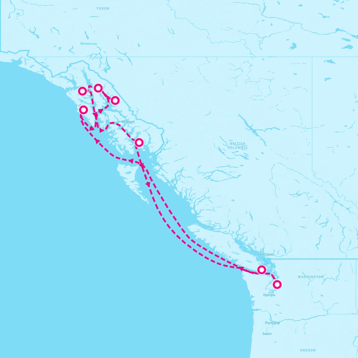 Norwegian Bliss itinerary map for August 3, 2024 (7 nights)