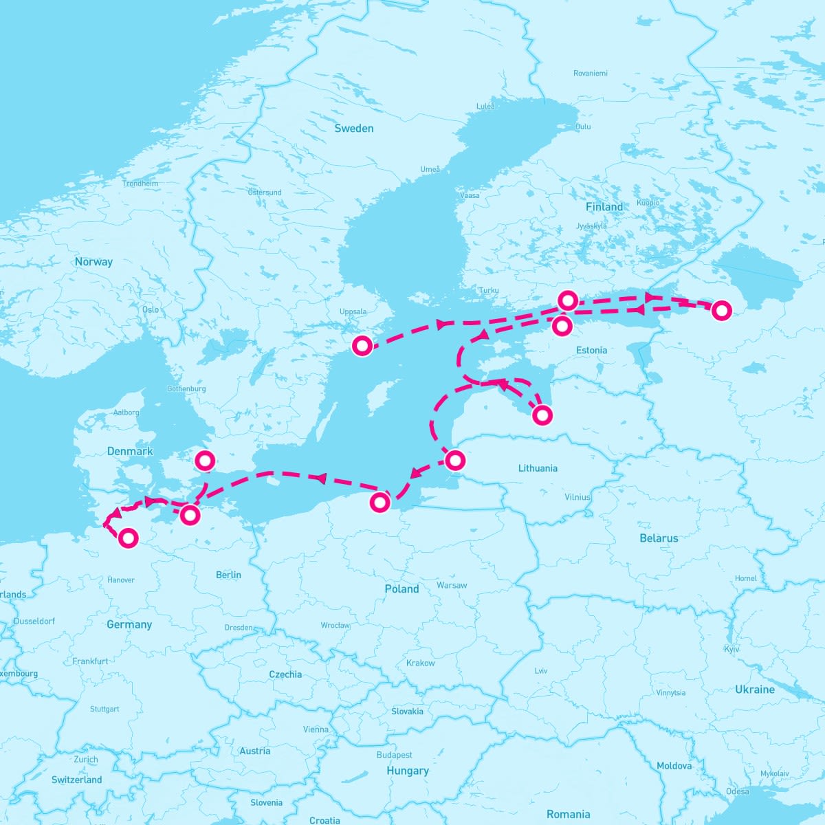 Norwegian Dawn itinerary map for June 27, 2024 (10 nights)