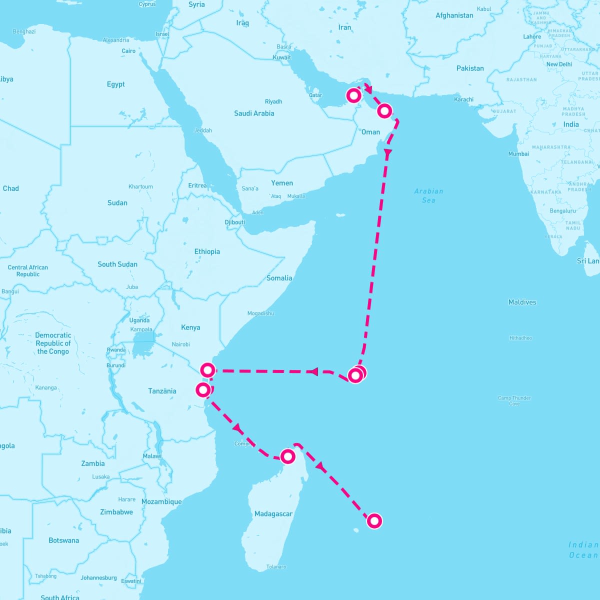 Norwegian Dawn itinerary map for November 22, 2024 (16 nights)