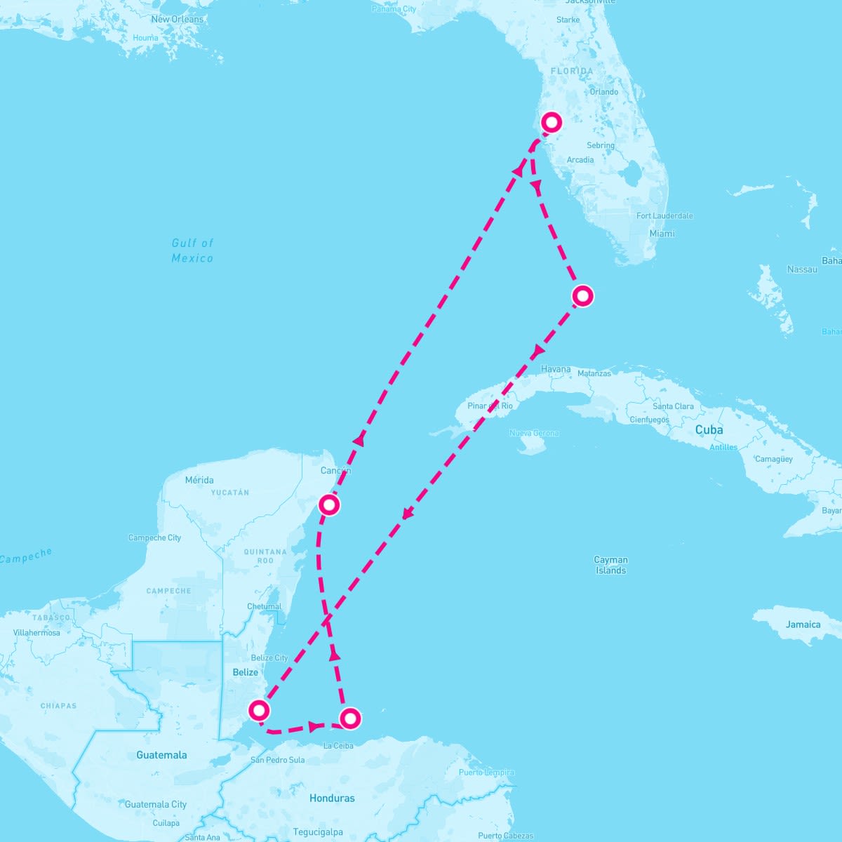 Norwegian Dawn itinerary map for November 16, 2025