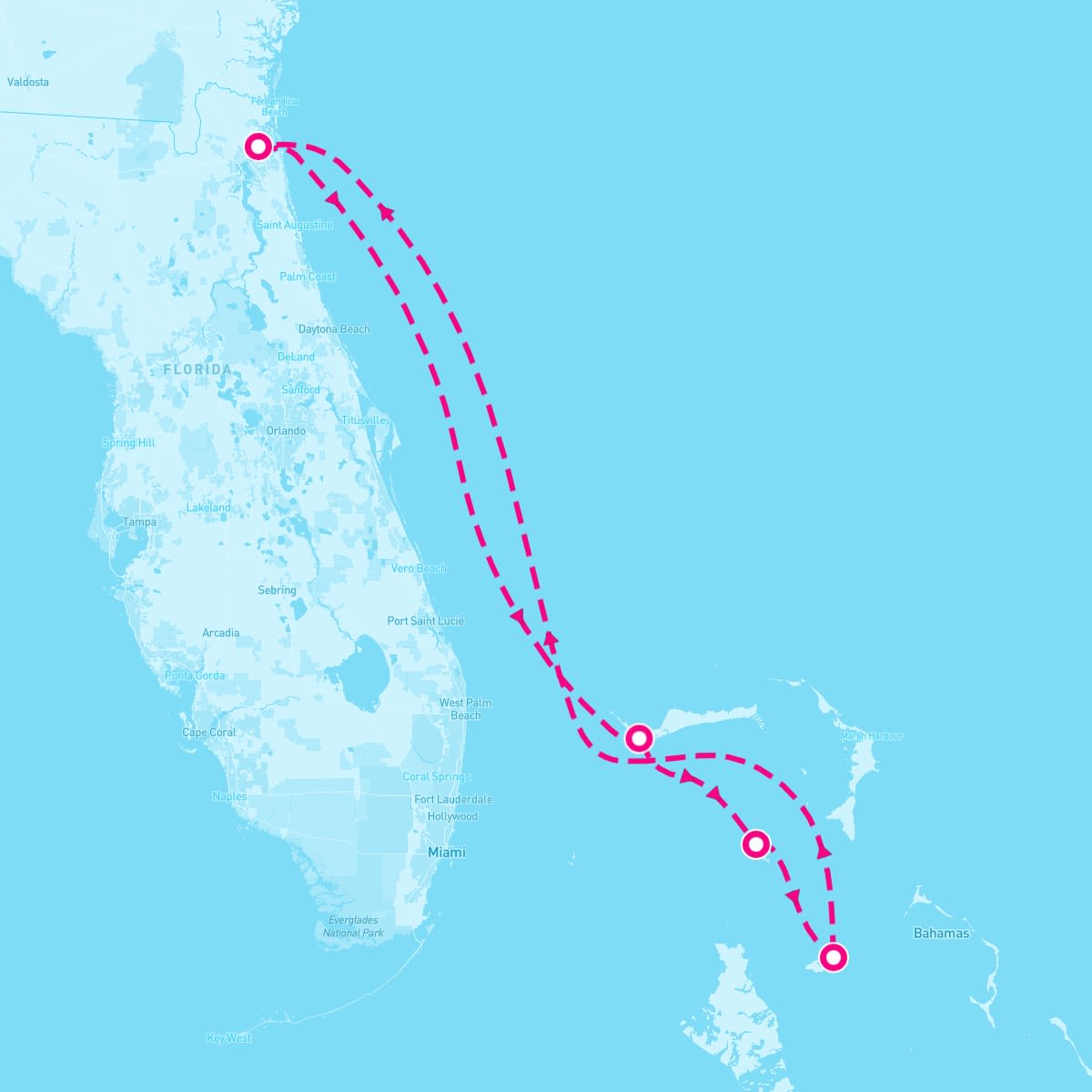 Norwegian Dawn itinerary map for March 25, 2028