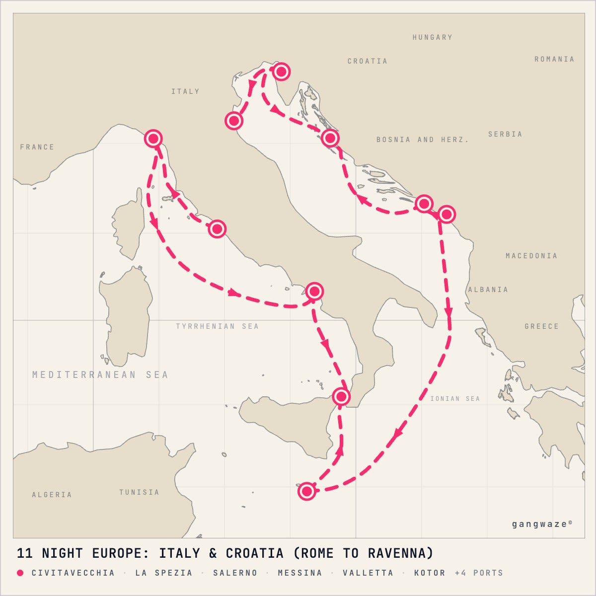 Norwegian Dawn itinerary map for May 20, 2028 (11 nights)